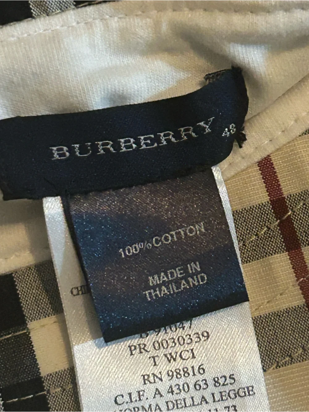 Infant Toddler Vintage Burberry Beige Plaid Bucket Hat